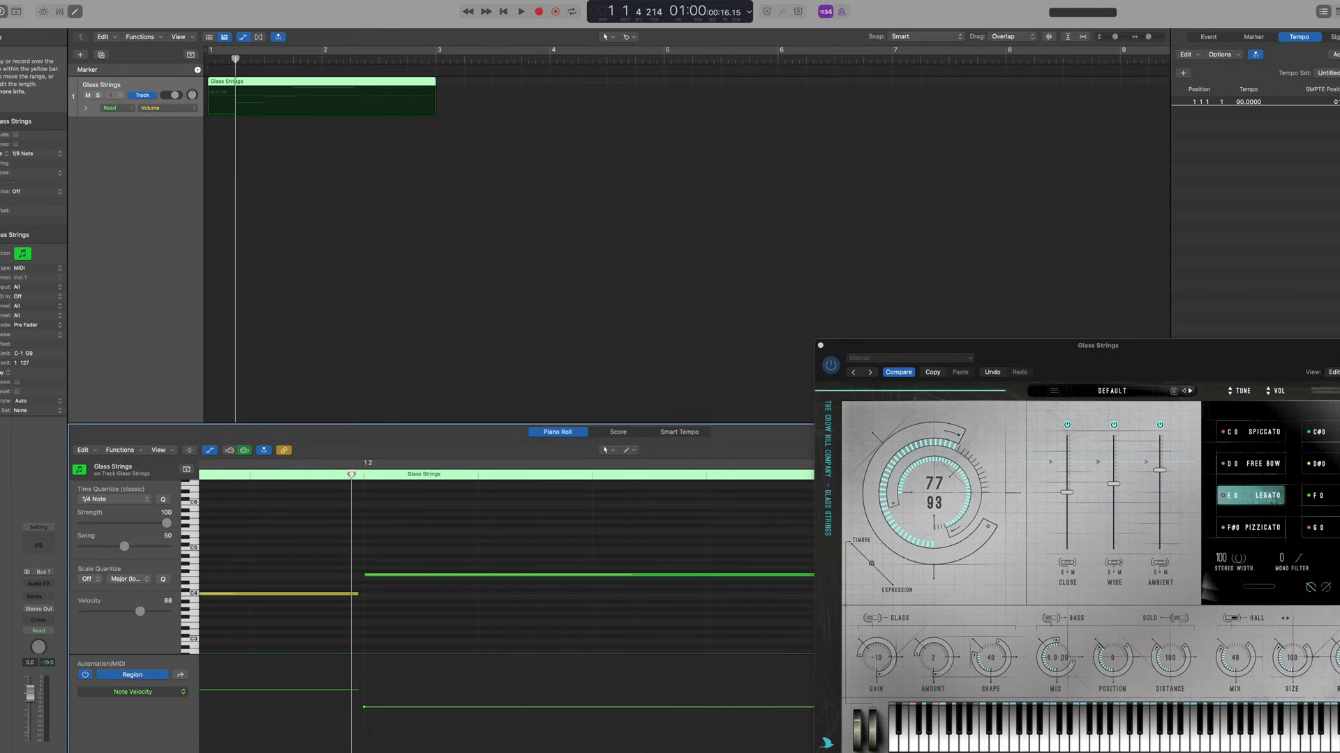 In order for a sampler to put some connective tissue between your notes, you need to tie them together.