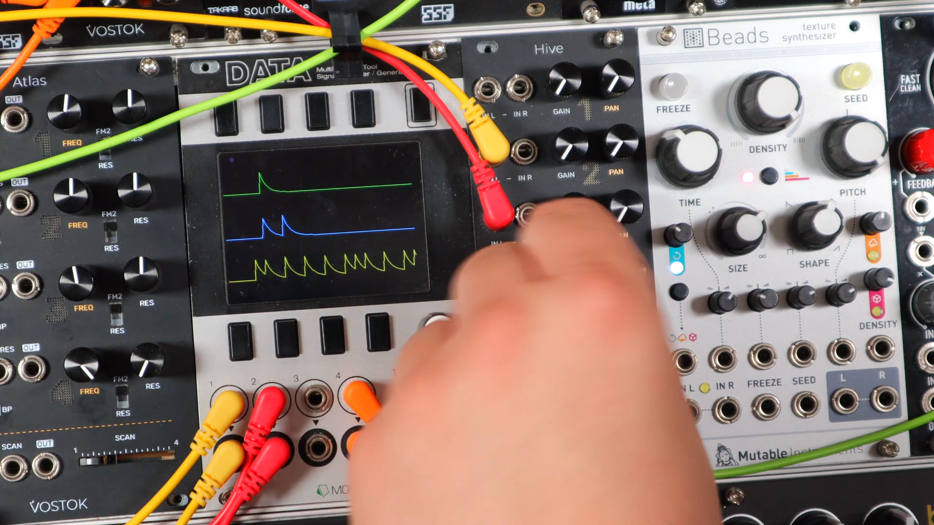 So that's using envelopes to panning, panning from left, which is nothing, to right, like a VCA.