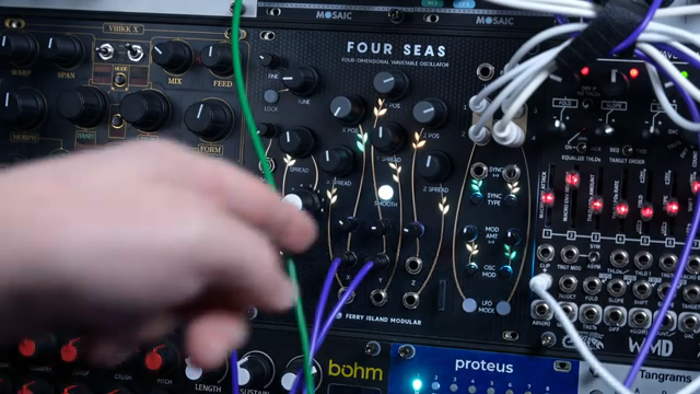 There are actually three of these mod modes. The blue LED is for traditional through zero phase modulation. Orange is for phase distortion…