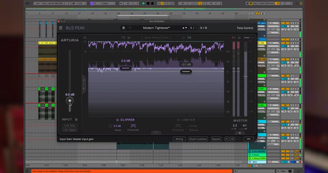 To increase loudness properly without introducing unwanted distortion, activate the limiter module.