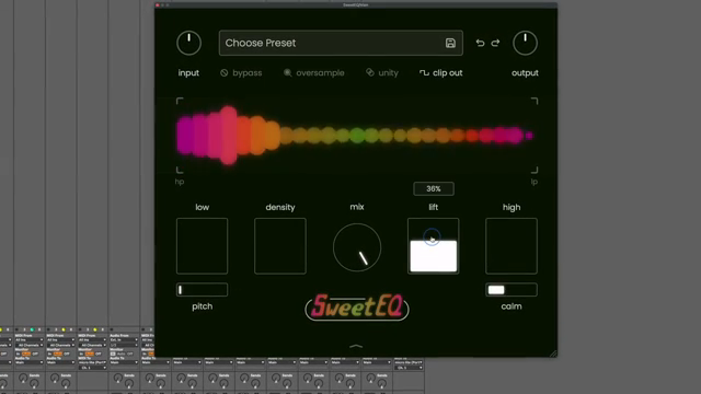 The lift control focuses on presence and helps something cut through a mix and the density fader here adds some punch to thin sounds.