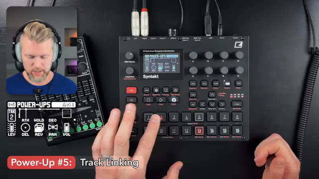 Power Up 5 is track linking. Here I have a sample. It's some kind of snare. It's actually two sounds. It's a clap and a snare combined.