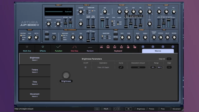 On each of the knobs, or controls, you can see how much modulation is that you're doing.