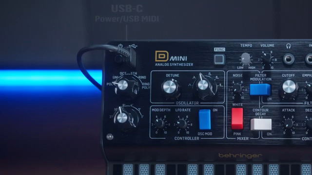 USB-C connection for power and USB MIDI with a power switch which can be powered off your phone or battery bank so perfect when you're on…