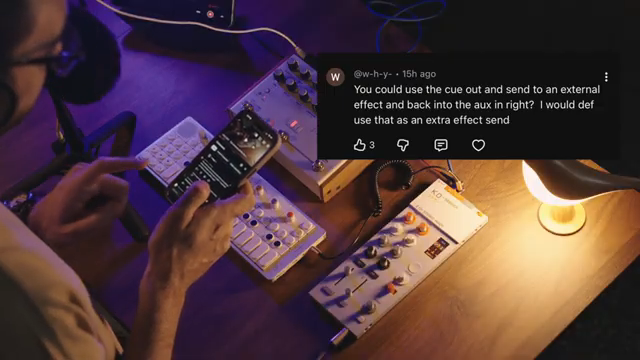 You could use the cue out to send to an external effect and back into the aux in, right?