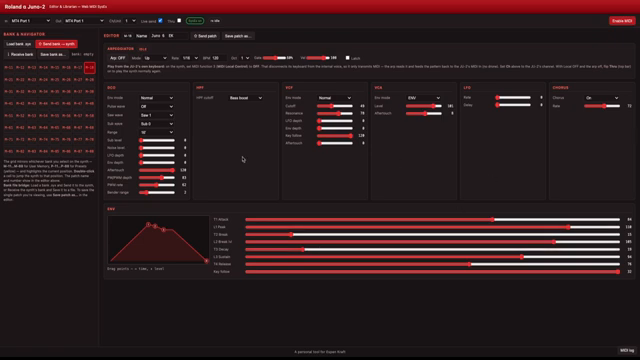 Now I've made one more addition to this editor, something that the Alpha Juno don't have, and that is an arpeggiator.